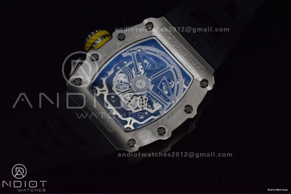 Chrono Strap V Edition Crystal Dial Black 1:1 KVF on Rubber RM011 Black SS 1025 Best Sophisticated A7750 0405